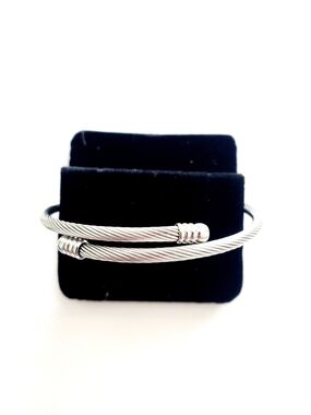 Silver-Tone Twisted Cable Open Cuff Bracelet